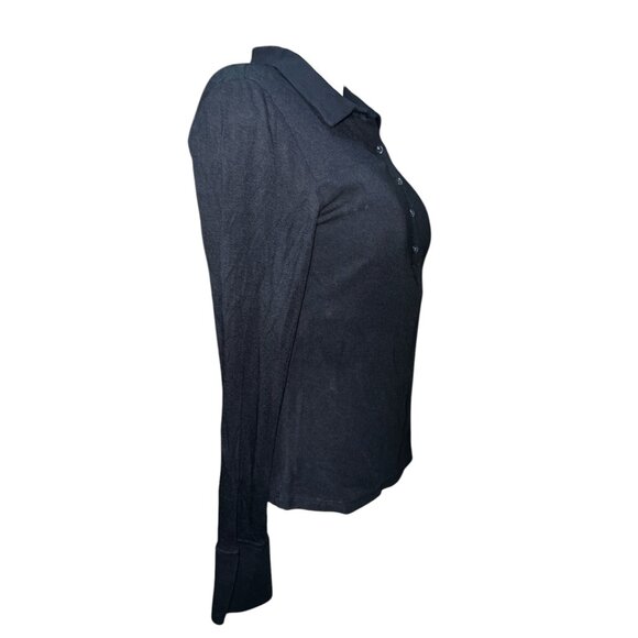 OGL Soft Ribbed Long Sleeve Collared Half Button Cuff Sleeve Blouse Sz XL Womens - Picture 11 of 13